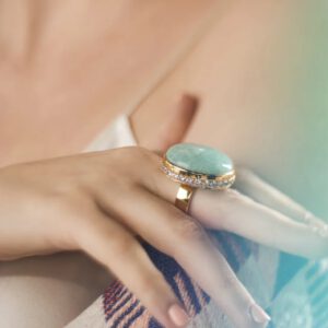 Laura Foote V Statement Ring in Amazonite