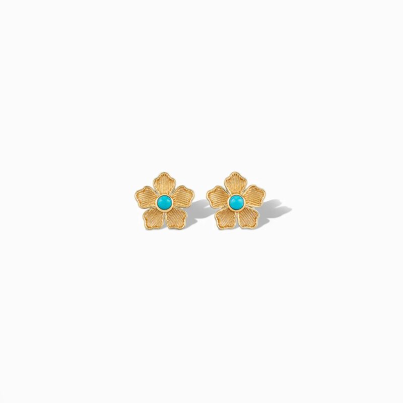 Laura Foote Small Flower Stud Earrings in Sleeping Beauty Turquoise