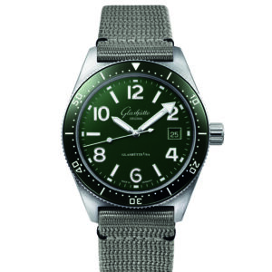 Glashütte Original SeaQ Watch with Green Dial Grey Synthetic Strap Watches Bailey's Fine Jewelry