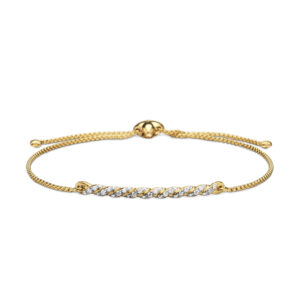 David Yurman Petite Pave Station Chain Bracelet in 18K Yellow Gold with Diamonds, 1mm Bracelets Bailey's Fine Jewelry