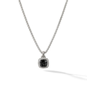 David Yurman Albion Pendant in Sterling Silver with Black Onyx and Diamonds, 11mm DY Bailey's Fine Jewelry