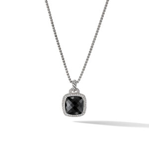 David Yurman Albion Pendant in Sterling Silver with Black Onyx and Diamonds, 14mm DY Bailey's Fine Jewelry