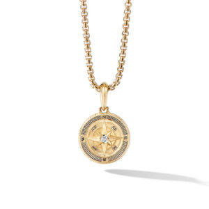 David Yurman Maritime Compass Amulet in 18K Yellow Gold with Center Diamond, 29.5mm DY Bailey's Fine Jewelry