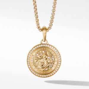 David Yurman St. Christopher Amulet in 18K Yellow Gold with Diamonds, 34.5mm DY Bailey's Fine Jewelry