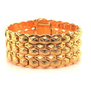 Bailey’s Estate Mid Century Three Row Hexagon and Chevron Motif Bracelet Bracelets Bailey's Fine Jewelry