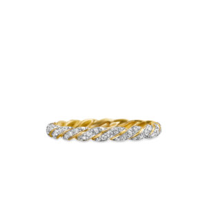 David Yurman Pave Petite Band Ring in 18K Yellow Gold with Diamonds, 2.8mm Rings Bailey's Fine Jewelry